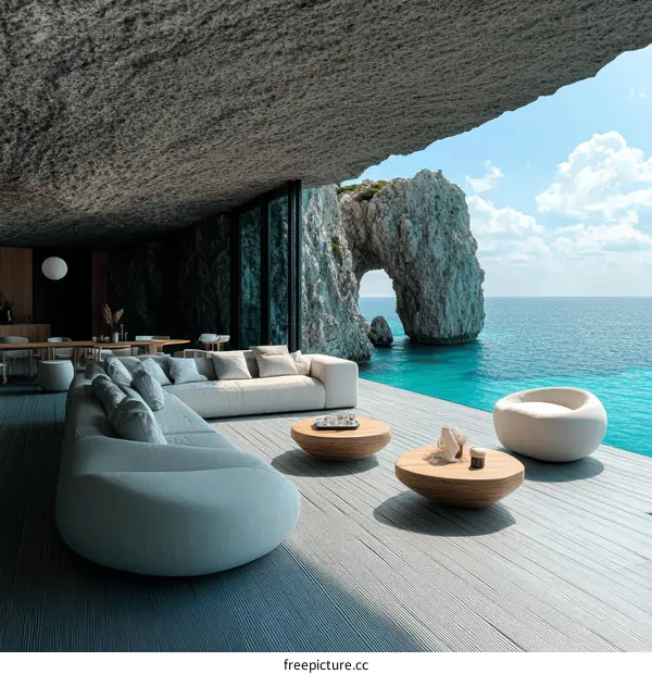 Modern Coastal Cave Home Design with Ocean View