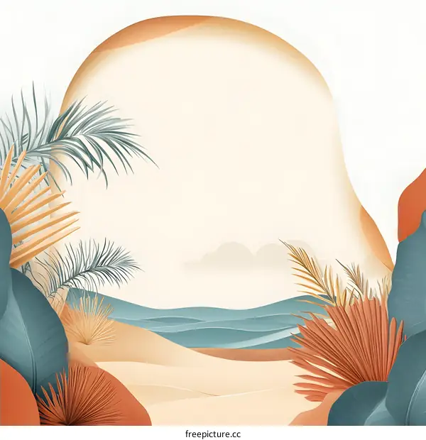 Tropical Beach Minimalist Illustration Background