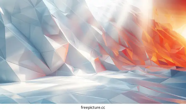 3D Render of a Crystal Cave with Glowing Lights