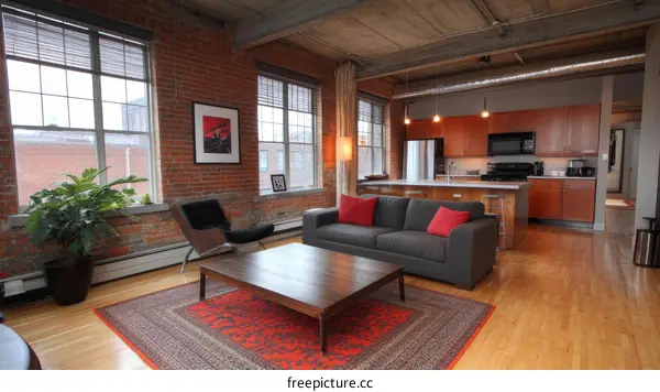 Modern Loft Apartment with Exposed Brick
