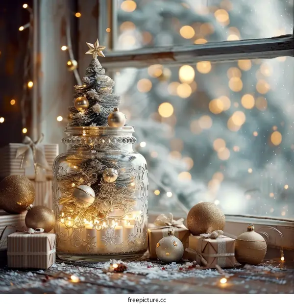 Christmas decorations in a jar