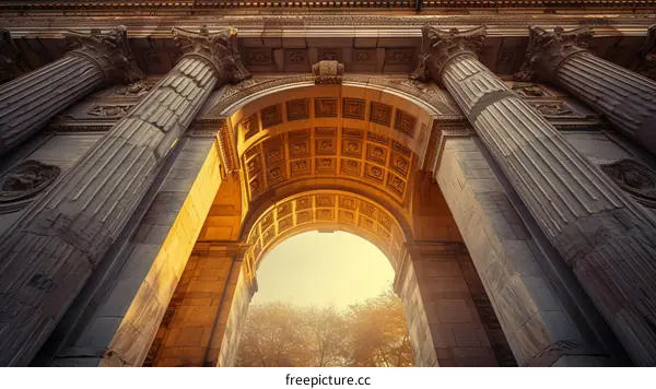 ornate archway with sunlight streaming through