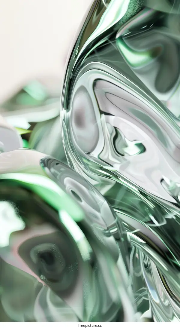 Abstract Green and White Glass Shapes 3D Rendering