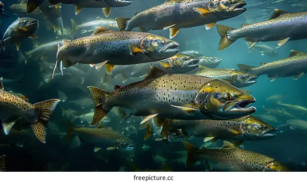 A Shoal of Fish Swimming Underwater