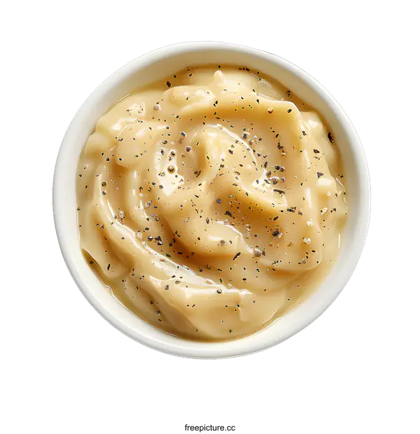 [Transparent Background PNG]Bowl of Mayonnaise with Black Pepper
