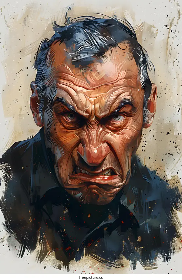 A portrait of an angry man