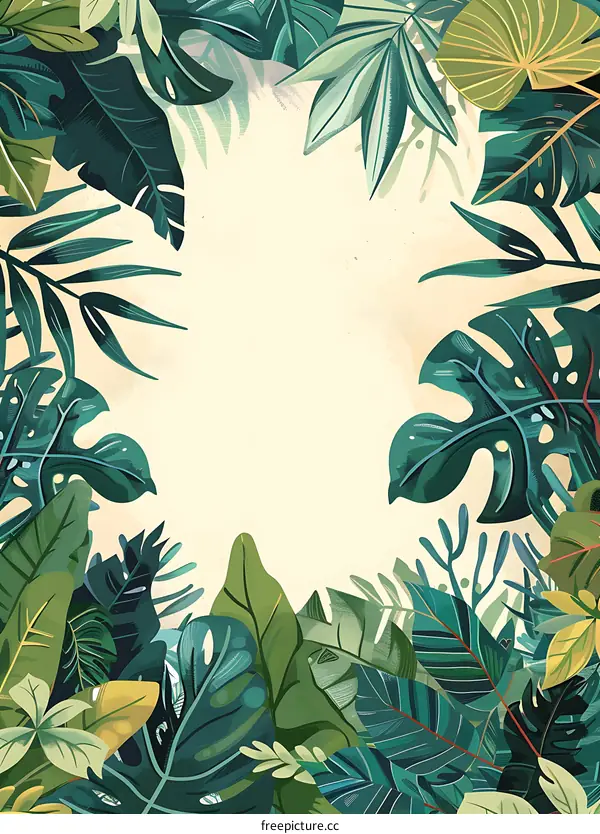 Tropical Leaves Border Illustration