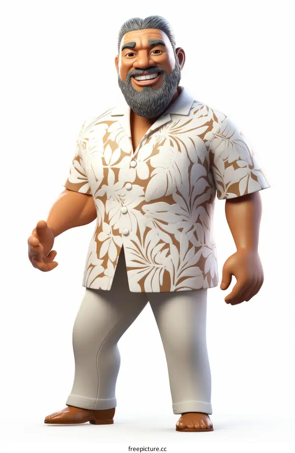 Polynesian man wearing hawaiian shirt