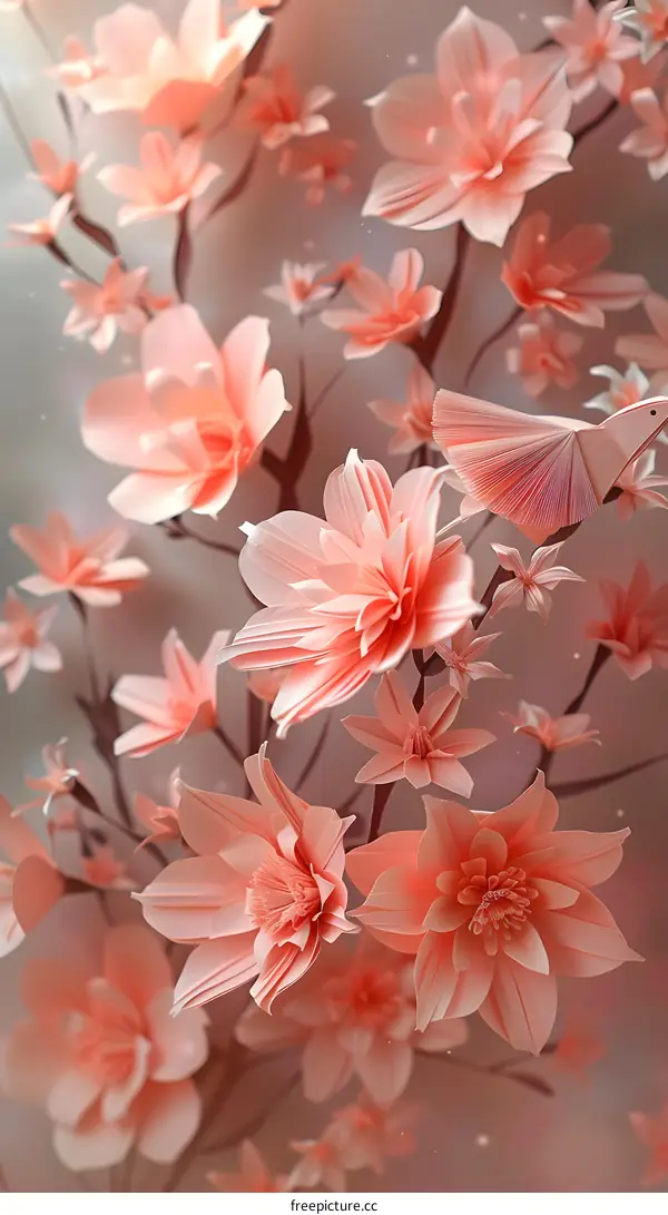 pink paper flowers