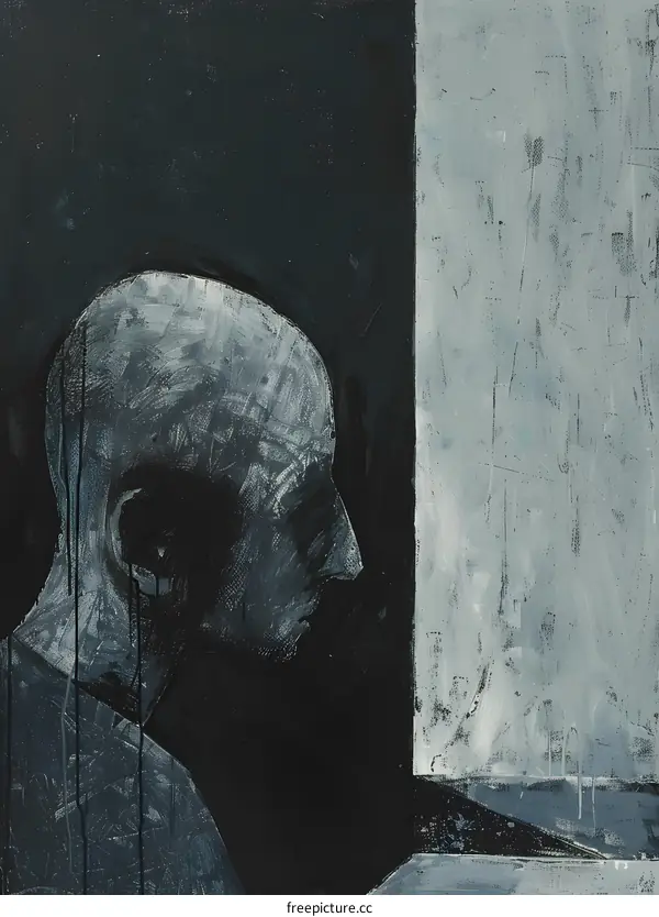 Abstract Painting Of A Man In Profile