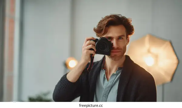 Photographer Taking a Photo in a Studio