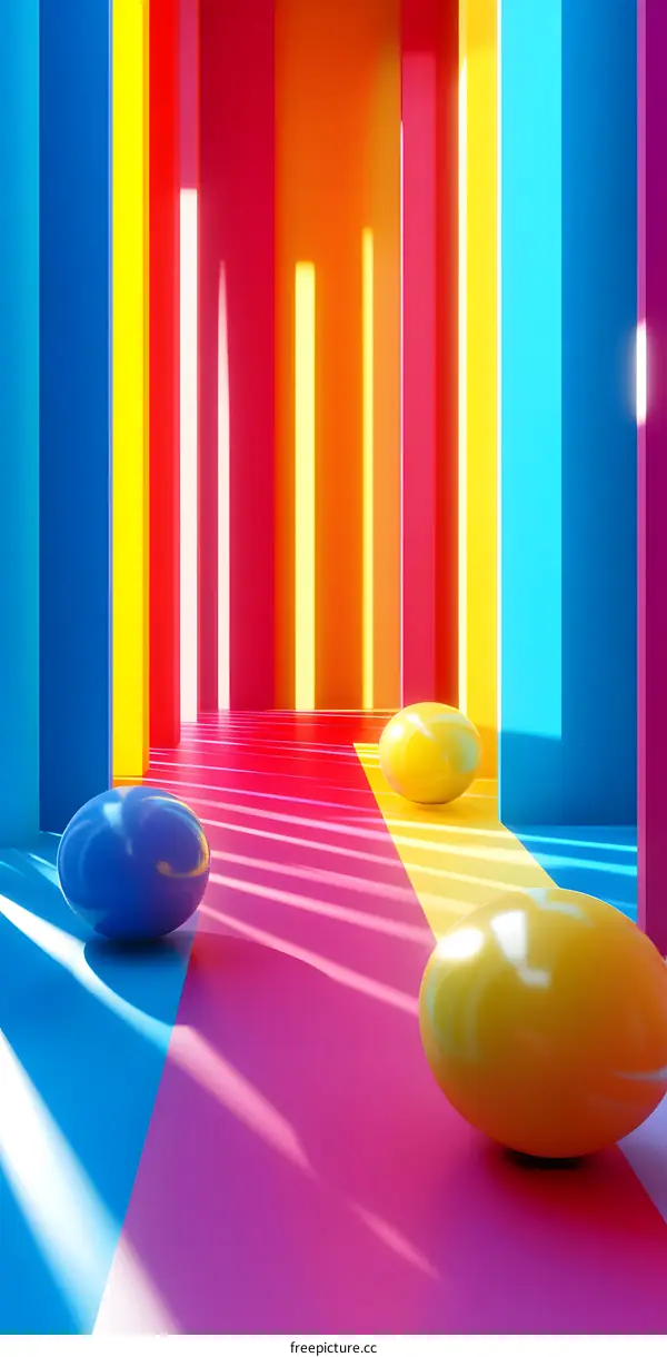 Abstract 3D Colorful Room Interior Design With Balls