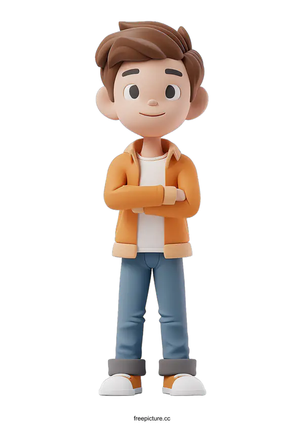 [Transparent Background PNG]A 3D rendering of a young man in a casual outfit