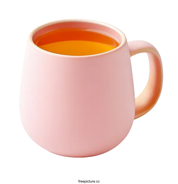 [Transparent Background PNG]Pink Ceramic Tea Cup Filled with Liquid