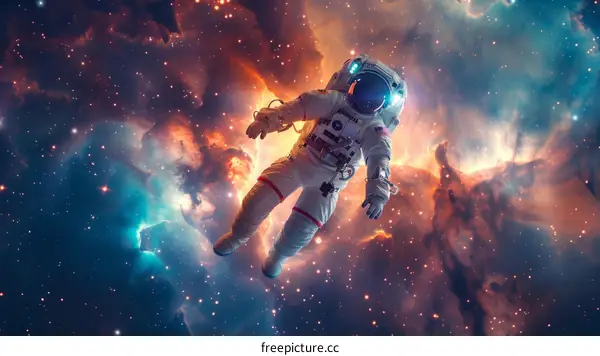 Astronaut Floating in the Vastness of Space