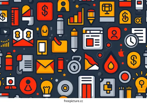 A seamless pattern of business and finance icons
