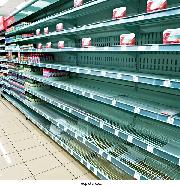 Empty Supermarket Shelves During Pandemic