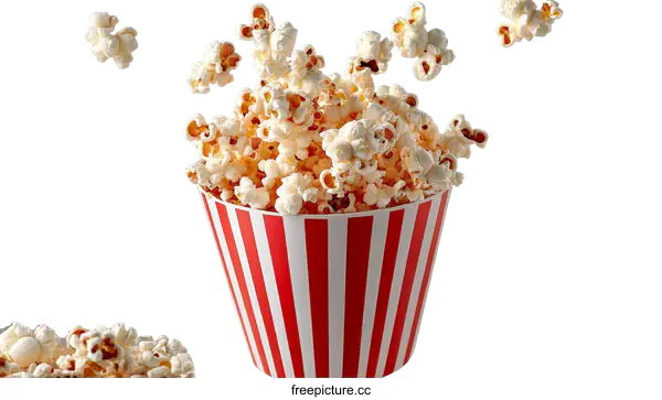 [Transparent Background PNG]Popcorn in Striped Cups Flying in the Air