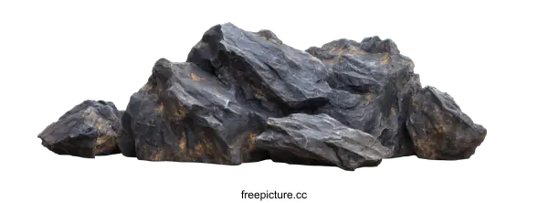 [Transparent Background PNG]Pile of Dark Gray Rocks on White Background