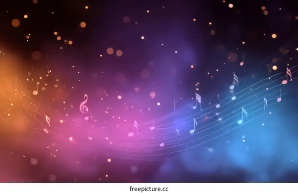 Abstract Music Notes Background with Colorful Gradient