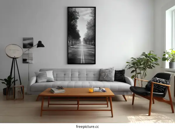 Modern Living Room with Black and White Artwork
