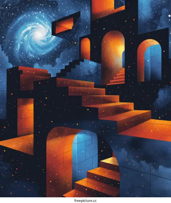 Surreal staircases lead to nowhere in a mind-bending illustration