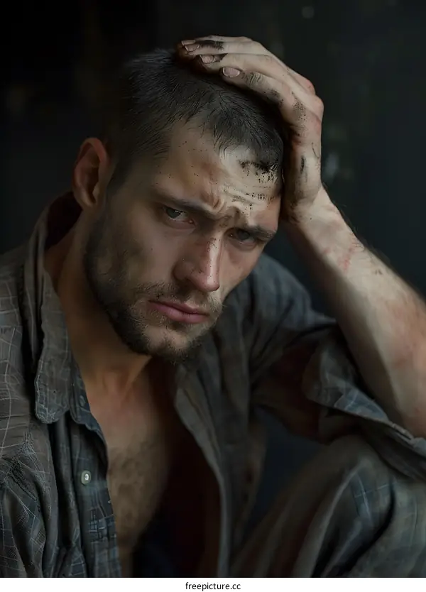 Portrait of a Man with Dirt on His Face
