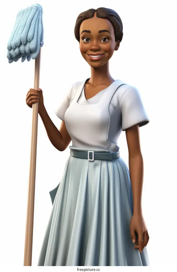 African American Maid with Mop