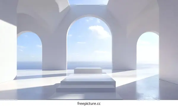 Minimalist White Architectural Structure by the Sea