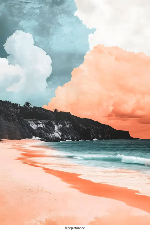 Ocean Beach Landscape with Clouds