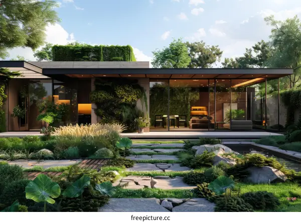 Courtyard house with natural elements