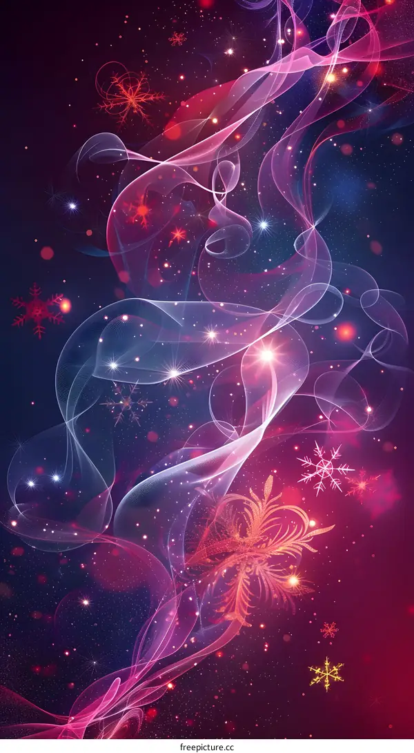 Snowflakes dancing in space