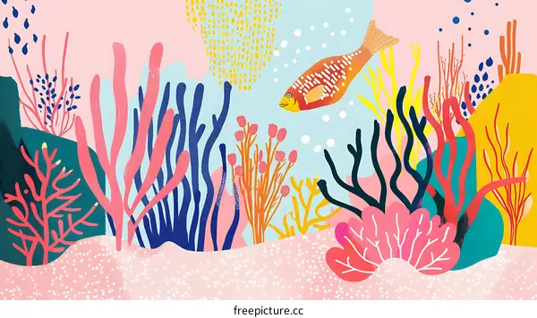Colorful Underwater World with Fish and Coral Reefs