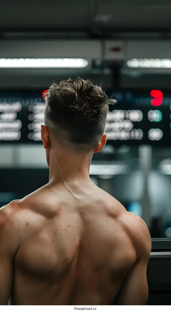 Man Looking At Schedule Board In Train Station