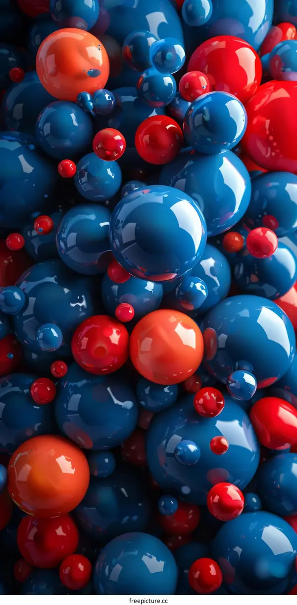 Glossy spheres 3D rendering