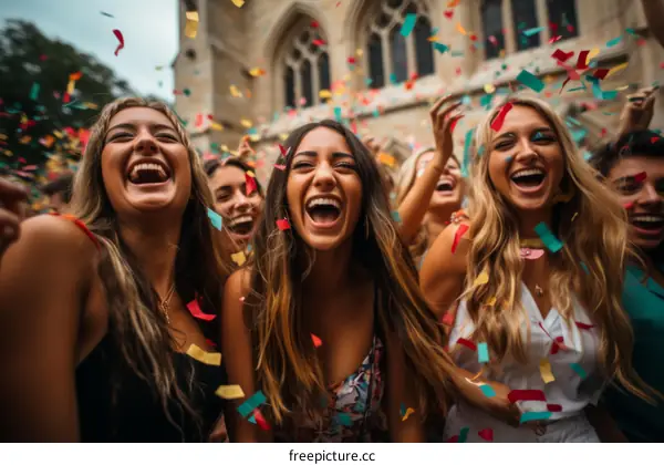 Happy young women celebrating graduation day