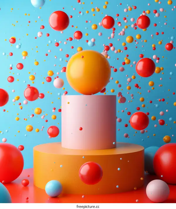 Colorful Geometric Abstract Display with Balls