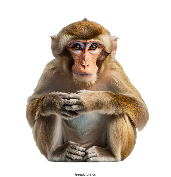 [Transparent Background PNG]Cute Monkey Sitting on White Background