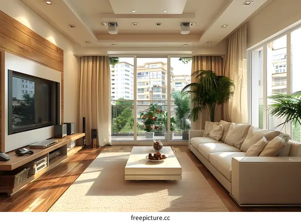 3D rendering of a modern living room