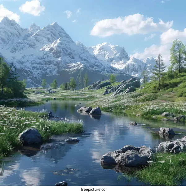 Mountain River Landscape: Serenity and Beauty