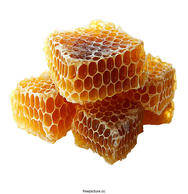 [Transparent Background PNG]Honeycomb Pieces Close-up