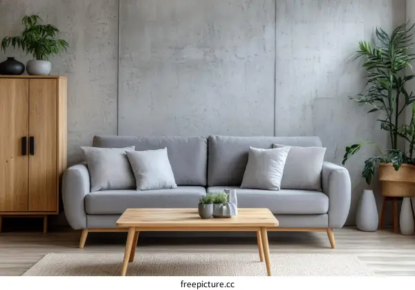 Modern Gray Sofa Living Room Interior Design