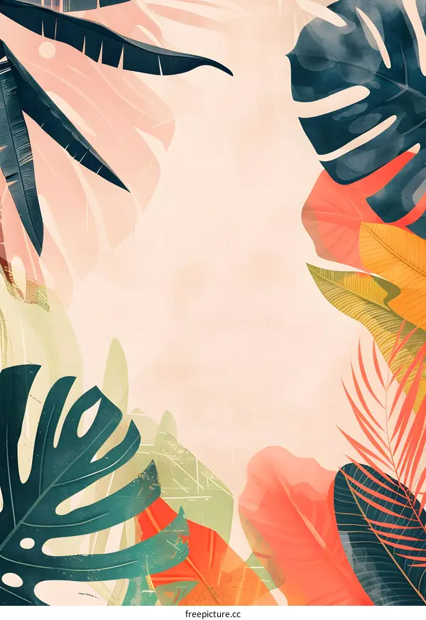Tropical Leaves Abstract Background Illustration