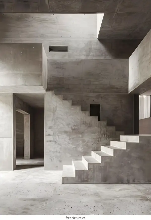 Modern Concrete Staircase in Minimalist Interior Design