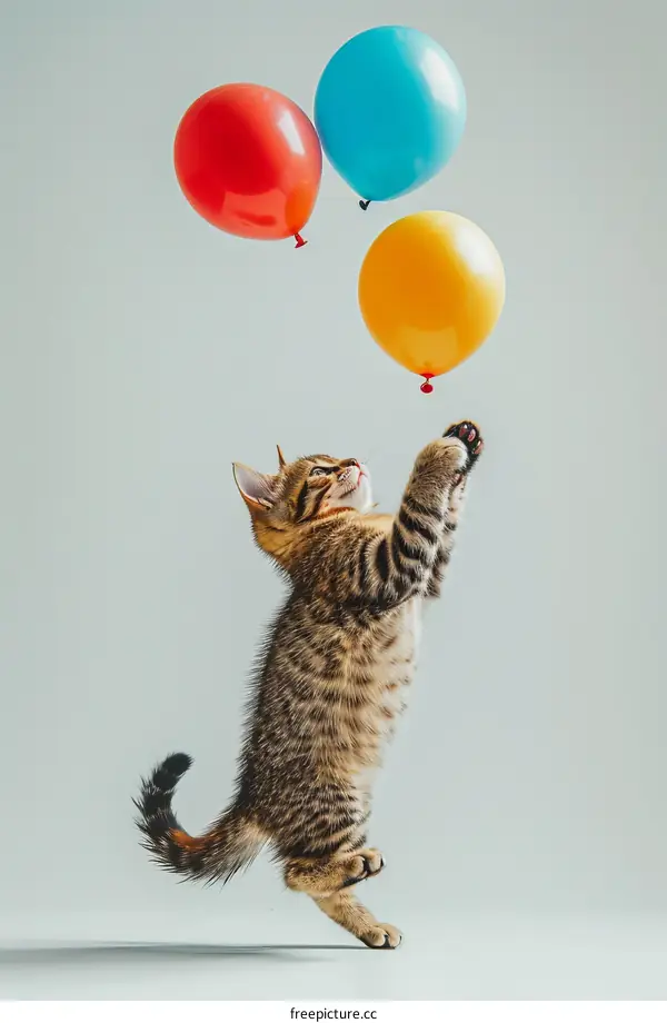 Playful Kitten with Balloons