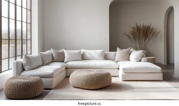 Modern Minimalist Living Room with Sectional Sofa