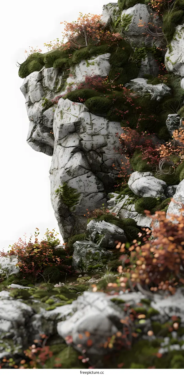 Close Up View of Moss Covered Rocks