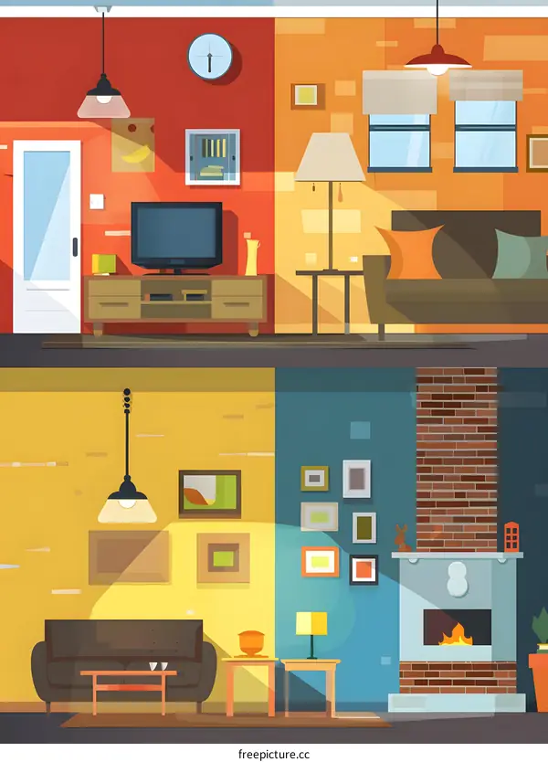 Modern Living Room Interior Design Illustration