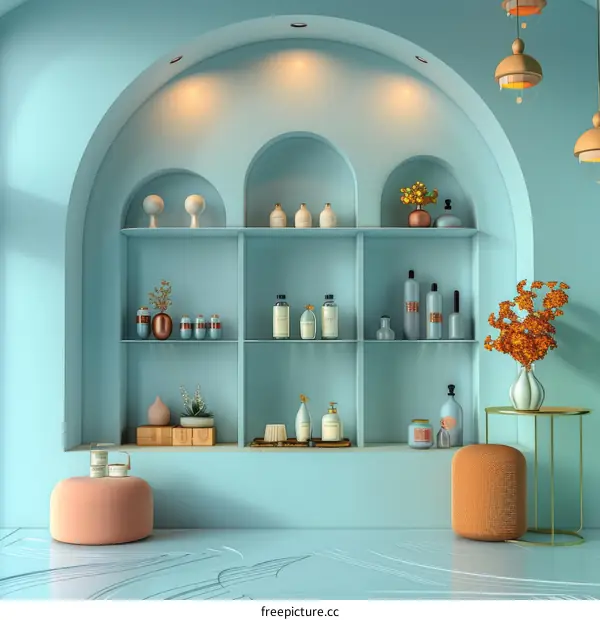 Modern Spa Display Shelf Interior Design