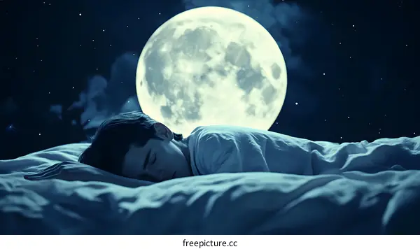 Sleeping Man Under A Full Moon
